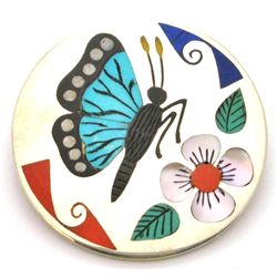 Zuni Multi-Stone Butterfly Sterling Silver Pendant & Pin - Rudell & Nancy Laconsello