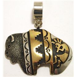 Navajo 12k Gold Fill over Sterling Silver Buffalo Pendant - Tommy Singer