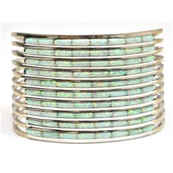 Zuni White Opal Sterling Silver Cuff Bracelet - Anselm Wallace