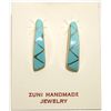 Image 1 : Zuni Turquoise Inlay Sterling Silver Post Earrings - Rufina Halusewe