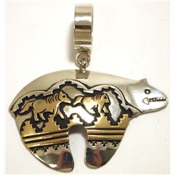 Navajo 12k Gold Fill over Sterling Silver Bear Pendant - Tommy Singer