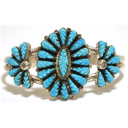 Old Pawn Zuni Sleeping Beauty Turquoise Sterling Silver Cuff Bracelet - Robert Eustace