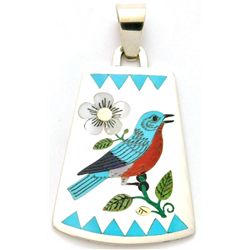 Zuni Multi-Stone Large Bird Design Pendant - Rudell & Nancy Laconsello