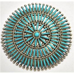Zuni Turquoise Needlepoint Cluster Sterling Silver Pendant & Pin - Lance & Cordelia Waatsa