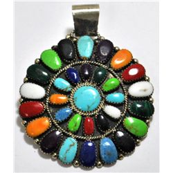 Navajo Multi-Stone Cluster Sterling Silver Pendant - Juliana Williams