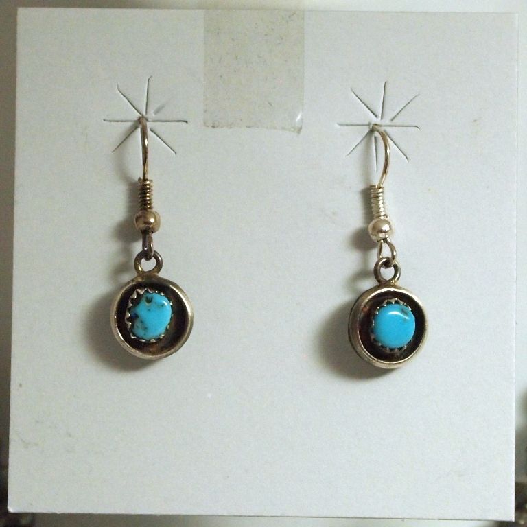 Navajo Turquoise Sterling Silver Squash Blossom Necklace & Earrings Set