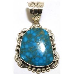 Navajo Stormy Mountain Turquoise Sterling Silver Pendant - Mary Ann Spencer