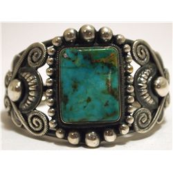 Old Pawn Navajo Royston Turquoise Sterling Silver Cuff Bracelet - Rick Martinez