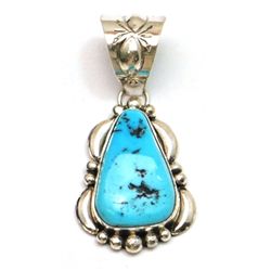 Navajo Sleeping Beauty Turquoise Sterling Silver Pendant - Mary Ann Spencer