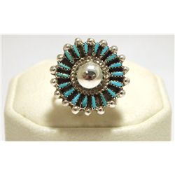 Zuni Turquoise Needlepoint Sterling Silver Women's Ring - Rosemary & Quincy Panteah