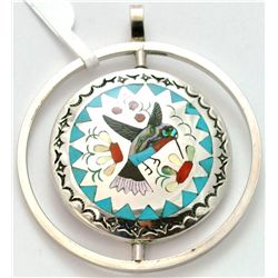 Zuni Multi-Stone Spinner Bird and Hummingbird Medium Pendant - Sammy & Esther Guardian