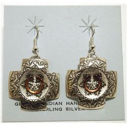 Navajo Copper over Sterling Silver French Hook Earrings - Dilbert Shirley