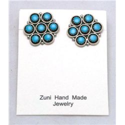 Zuni Turquoise Dotted Flower Earrings