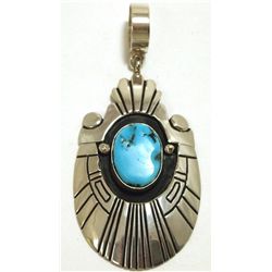 Navajo Sleeping Beauty Turquoise Sterling Silver Pendant - Tommy Singer