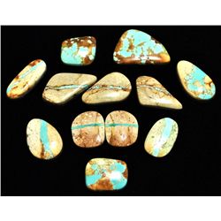 Non-Native Nevada Boulder Turquoise Stone Lot - 12 Stones - 340 Carat