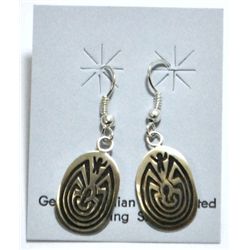 Navajo Man on Maze Sterling Silver French Hook Earrings - Stanley Gene