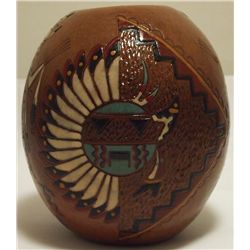 Navajo Etched Painted & Finished Yei Pottery - Nancy Chilly