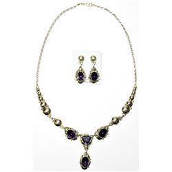 Navajo Amethyst Necklace & Earrings Set - Clem Nalwood