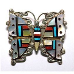 Zuni Multi-Stone Medium Butterfly Pendant & Pin