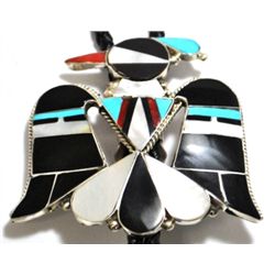 Zuni Mother of Pearl Inlay Thunderbird Bolo - Rosie Tekala