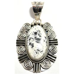 Navajo White Buffalo Sterling Silver Pendant - Mary Ann Spencer