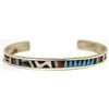 Image 1 : Zuni Multi-Stone Inlay Sterling Silver Cuff Bracelet - Charlotte Dishta