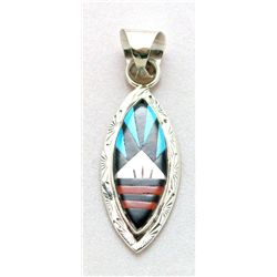 Zuni Multi-Stone Sharp Oval Pendant