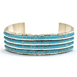 Zuni Turquoise Sterling Silver Cuff Bracelet - Sheldon Lalio