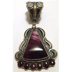 Old Pawn Navajo Purple Spiny Oyster Sterling Silver Pendant - Kirk Smith