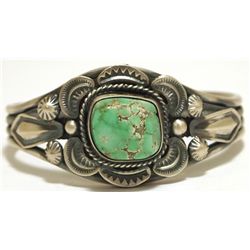 Old Pawn Navajo Carico Lake Turquoise Sterling Silver Cuff Bracelet - Raymond Beard