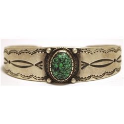 Old Pawn Navajo Spider Web Turquoise Sterling Silver Cuff Bracelet - Calvin Martinez