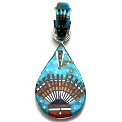 Navajo Turquoise Night Sky Pendant - Erwin Tsosie