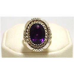 Navajo Amethyst Sterling Silver Women's Ring - Eugene Belone