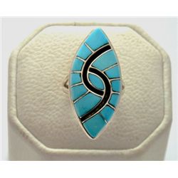 Zuni Turquoise Sterling Silver Women's Ring - Amy Quandelacy