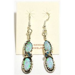 Zuni Opal Snake Sterling Silver French Hook Earrings - Effie Calavaza