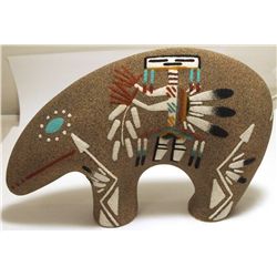 Navajo Sand Painting Kachina on Bear Pottery - Eva Betone