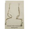 Image 1 : Zuni Sterling Silver Snake with Turquoise Eyes French Hook Earrings - Effie Calavaza