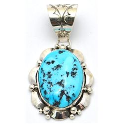 Navajo Sleeping Beauty Turquoise Sterling Silver Pendant - Mary Ann Spencer