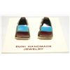 Image 2 : Zuni Multi-Stone Inlay Sterling Silver Curved Post Earrings - C.S. Lonjose