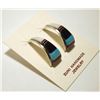 Image 3 : Zuni Multi-Stone Inlay Sterling Silver Curved Post Earrings - C.S. Lonjose