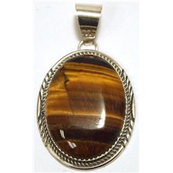 Navajo Tiger's Eye Sterling Silver Pendant - Herman Lee