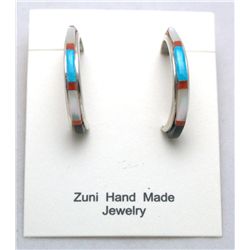 Zuni Multi-Stone Thin Half-Ring Earrings