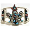 Image 1 : Zuni Multi-Stone Inlay Knifewing Kachina Sterling Silver Cuff Bracelet - Herbert Cellicion