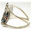 Image 3 : Zuni Multi-Stone Inlay Knifewing Kachina Sterling Silver Cuff Bracelet - Herbert Cellicion