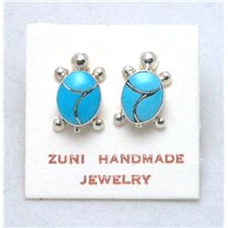 Zuni Turquoise Turtle Earrings - Vernon Waikaniwa