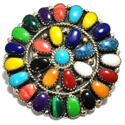 Navajo Multi-Stone Cluster Sterling Silver Pendant & Pin - Juliana Williams