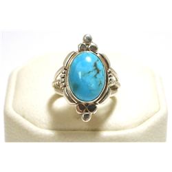 Navajo Turquoise Sterling Silver Women's Ring - Marie Bahe