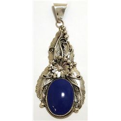 Navajo Lapis Lazuli Sterling Silver Medium Pendant - Gary Yazzie