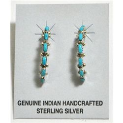 Navajo Turquoise Half-Ring Sterling Silver Post Earrings