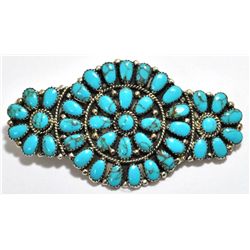 Navajo Turquoise Cluster Sterling Silver Hair Barrette - Juliana Williams